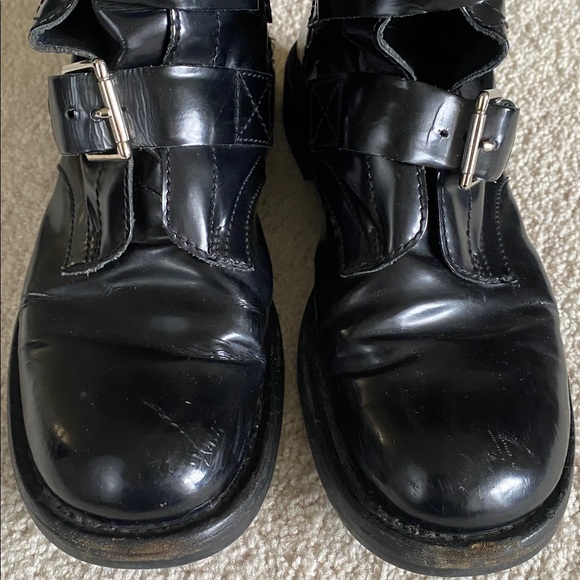 Celine Boots - Patent Leather combat boots with buckles. - Picture 6 of 9